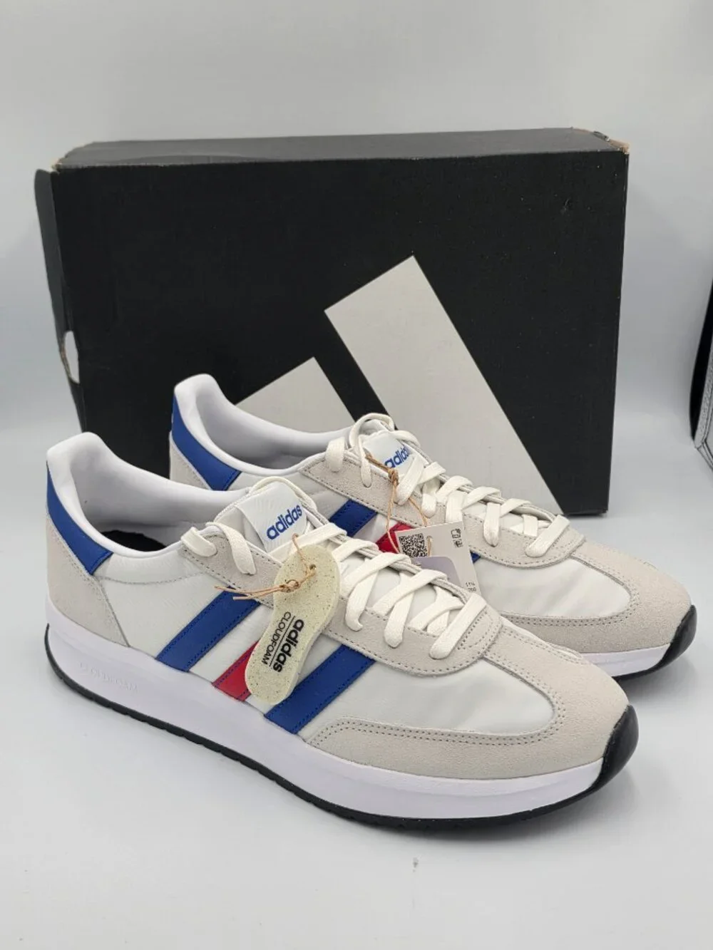 Adidas Run 70s 2.0 White Blue Red Men's 12 Sneakers Cloudfoam IH8592 NIB